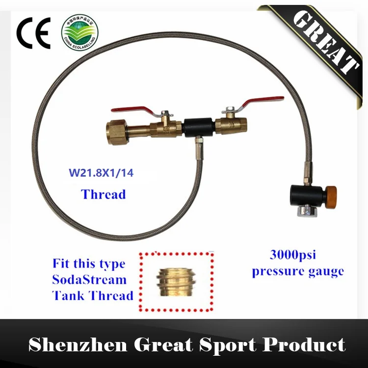 3" Sodastream СО2 бак бутылка заправка станция адаптер kobalt с нами CGA-320 или W21.8-14 резьбой - Цвет: Silver W21.8-14
