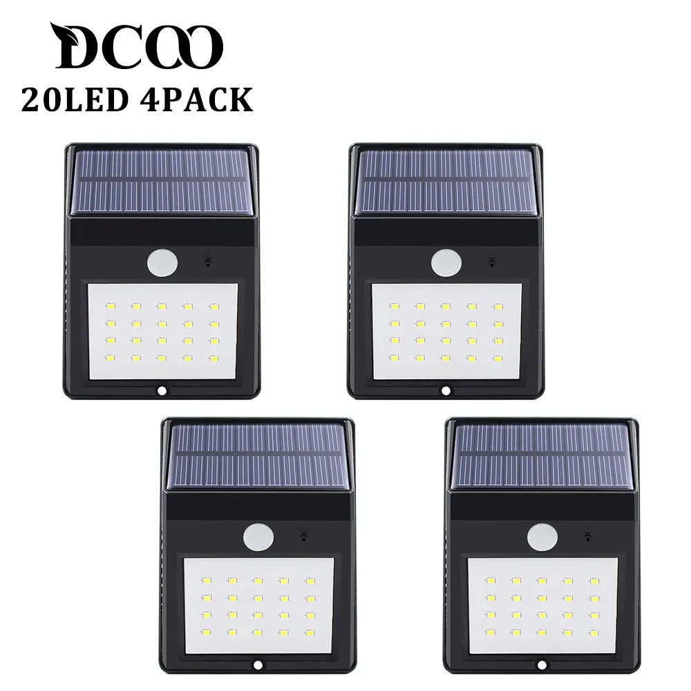 

Solar Power Powere Pir Lamp Outdoor 20 LEDs Motion Sensor Outdoor Led Solar Panel Waterproof Garden Wall LED Lamps 4 Pieces