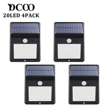 Solar Power Powere Pir Lamp Outdoor 20 LEDs Motion Sensor Outdoor Led Solar Panel Waterproof Garden Wall LED Lamps 4 Pieces