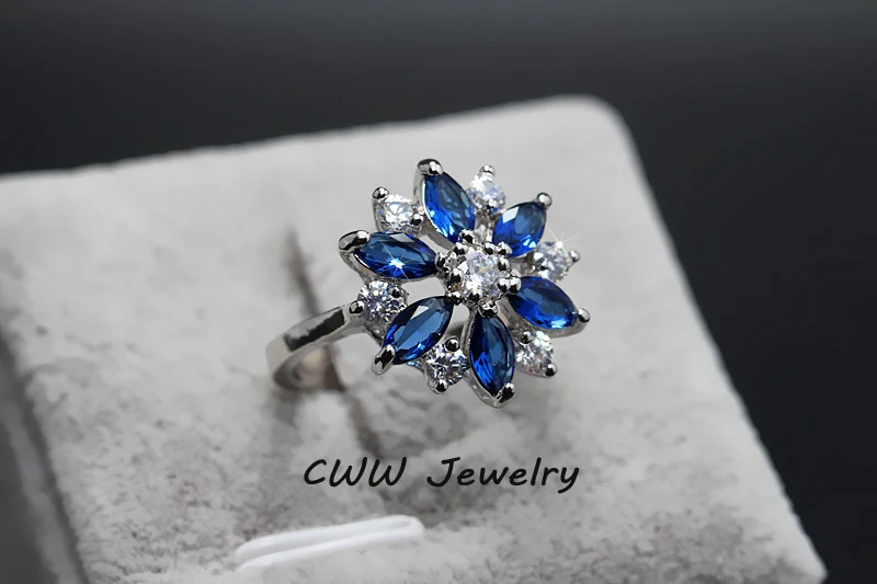 Женское кольцо с фианитом цвета белого золота R074|flower ring|rings fashion jewelryring jewelry |