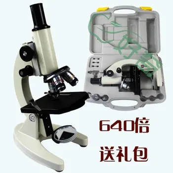 

640X microscope and microscope slide laboratory equipment biology experiment tool kids home lab tools with free gift