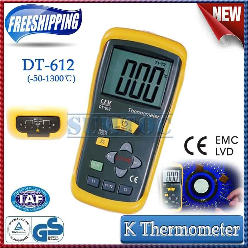 Free shipping!-50-1300C Thermocouple Thermometers with Dual Inputs CEM DT-612 | Инструменты