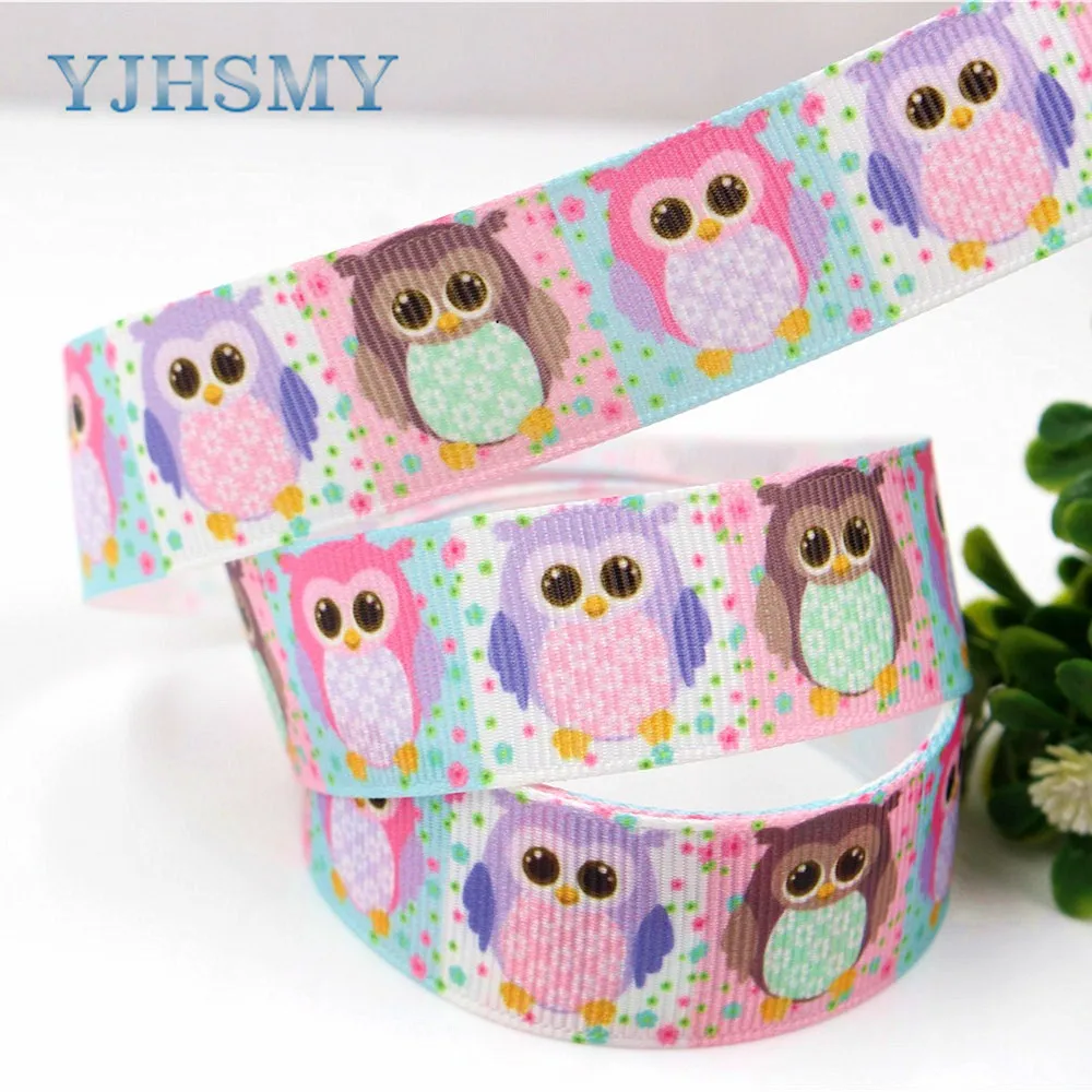 YJHSMY H 17531 1053 10 ярдов 22 мм мультфильм сова термопечать grosgrain Свадебные аксессуары