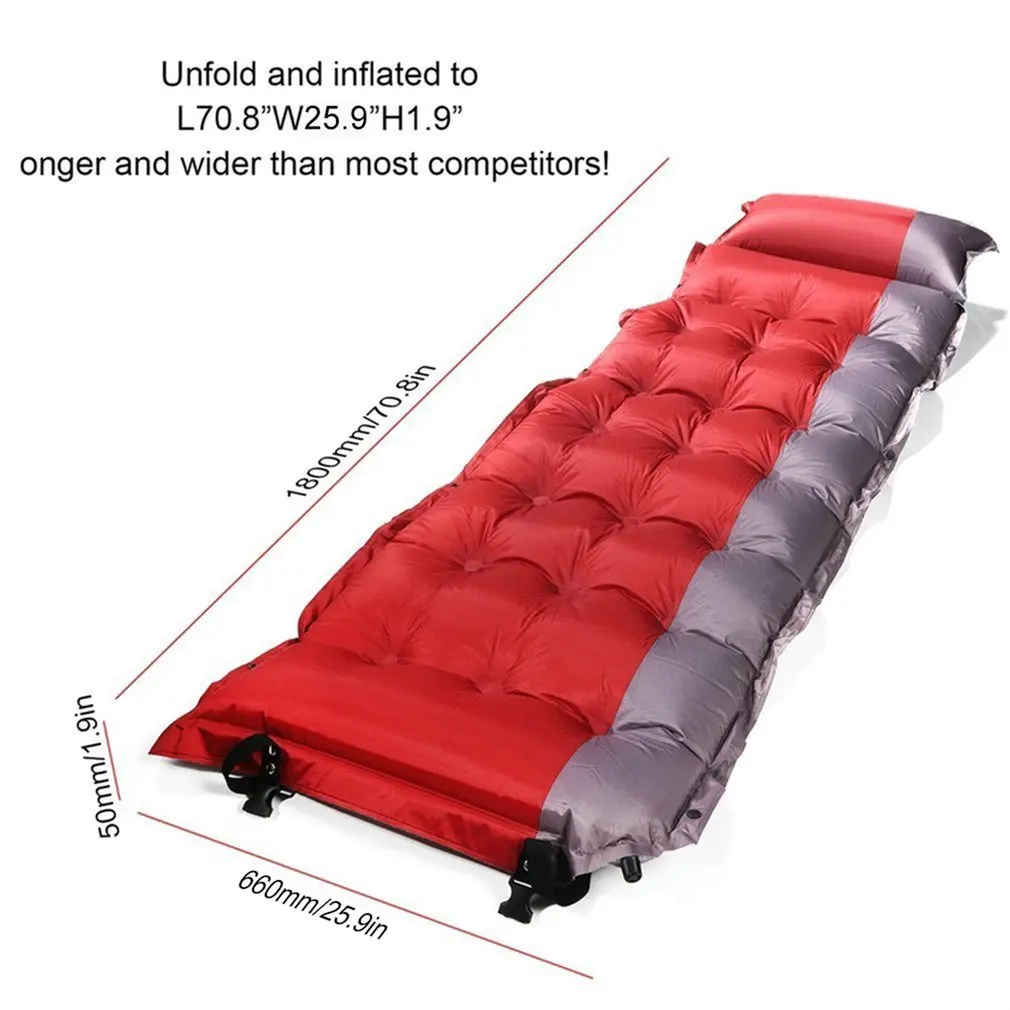 

Thicken Self Inflating Sleeping Mat Outdoor Beach Camping Inflatable Mattress Moisture-Proof Pongee Fabric Tent Pad Cushion Warm