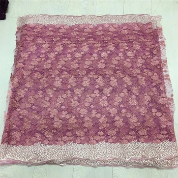 

Latest Peach African Lace Fabric 2018 High Quality Lace Embroidery French Mesh With Beads Nigerian Lace Fabrics Material HJ52-1