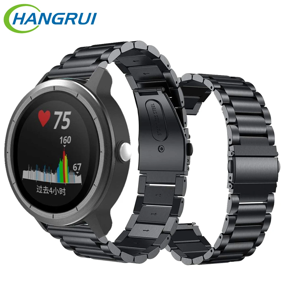 

Hangrui For Garmin Vivoactive 3 Smart Watch Luxury Stainless Steel Solid Chain Watch Strap Watch Band Replacement Accessories