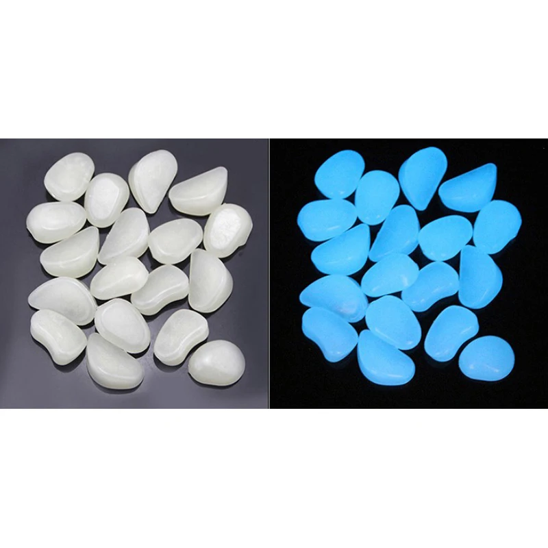 JX-LCLYL 100Pcs Glow in the Dark Pebbles Home Garden Walkway Aquarium Fish Tank Stone