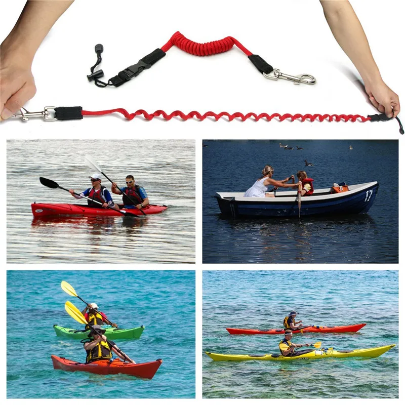 2PCS Elastic Kayak Canoe Paddle Leash Surfboard Surfing Leash Tie Rope Safety Leash Rowing Boats Lanyard Fishing Rod Accessories