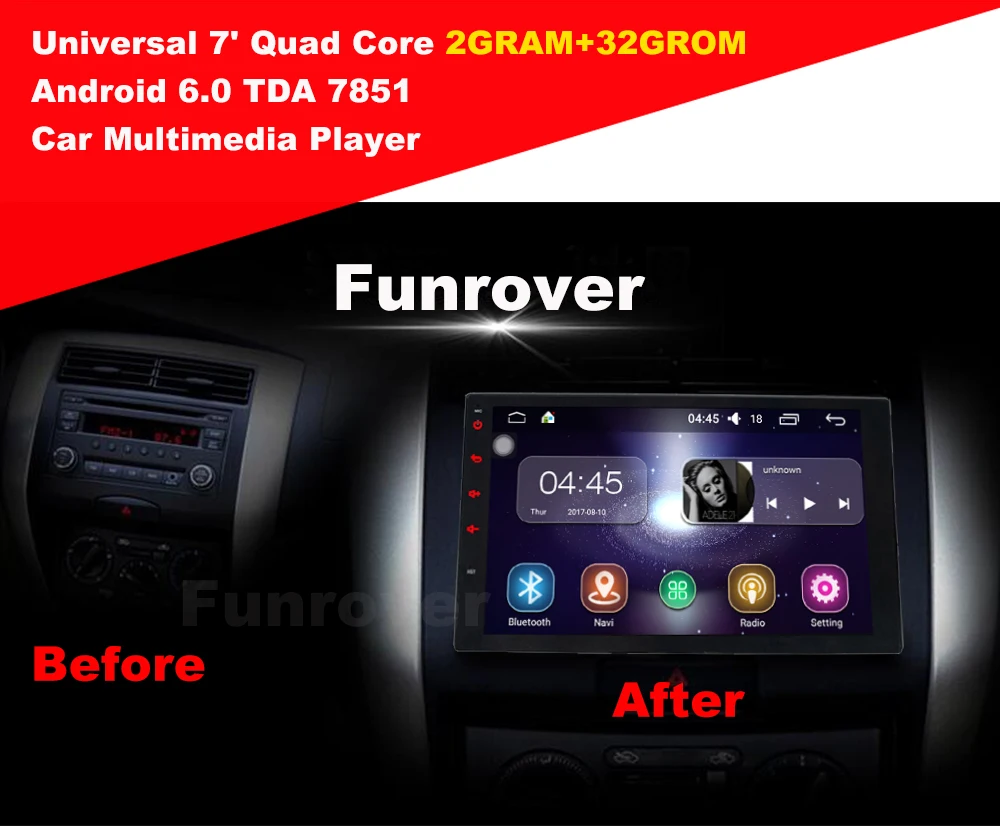 Sale Funrover 2 din Android 8.0 Car dvd For Nissan Qashqai X-trail Almera Pathfinder Teana Note Juke car radio Gps Multimedia Player 8