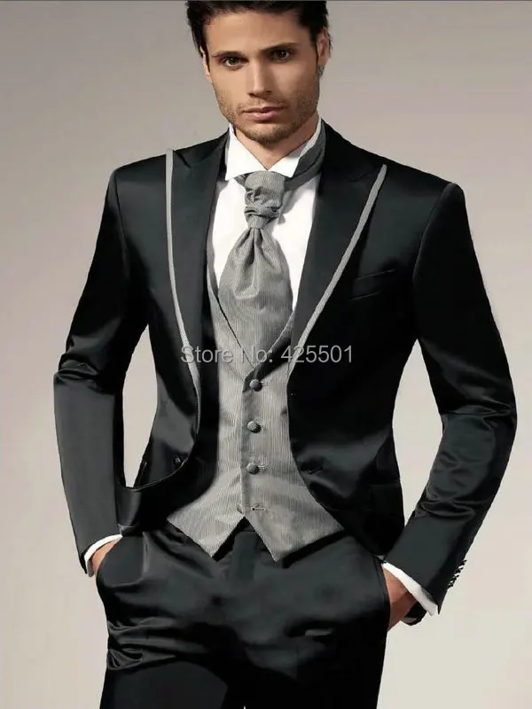 Best Selling Custom Made Groomsman Black Suit Men Wedding Suits Groom