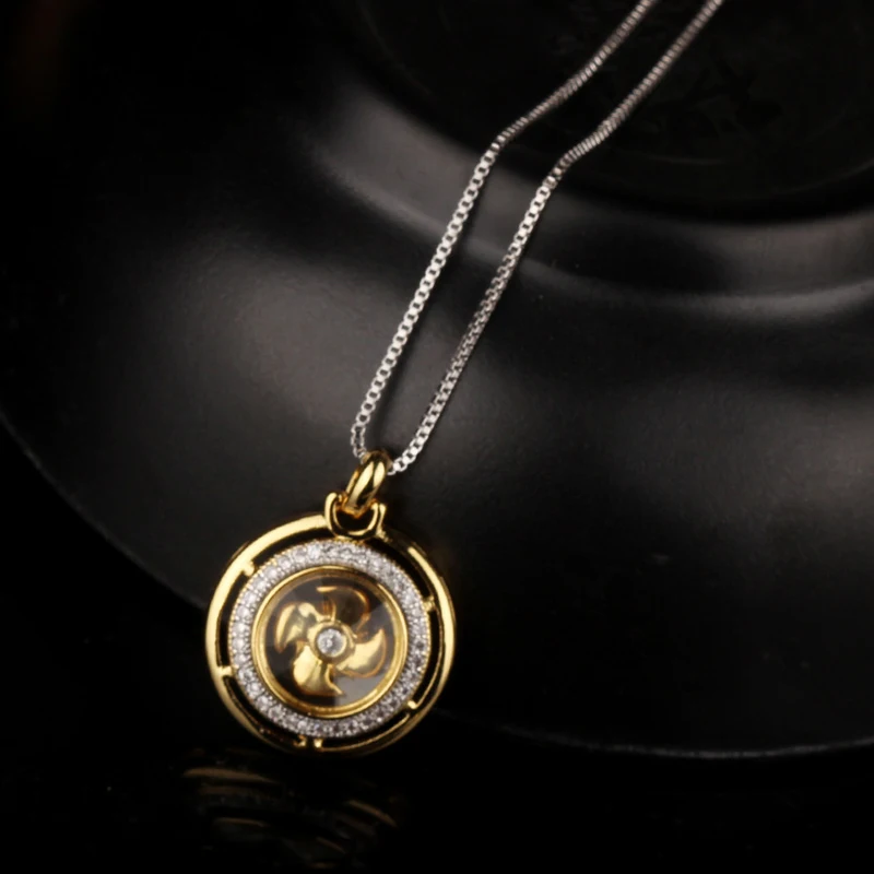 2018новое поступление вращающаяся подвеска в форме мельницы ожерелье AAA кубический циркон проложили Золото Серебро Цвет ожерелье ювелирные изделия для женщин дропшиппинг