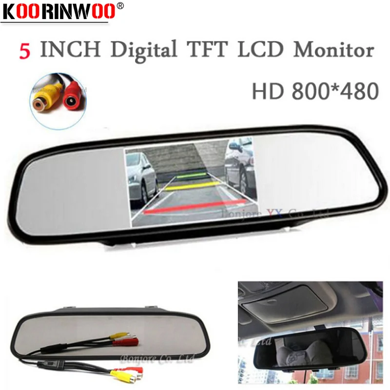 

Koorinwoo Hight Resolution 5 inch Car TFT LCD Monitor Mirror Display RCA Input 2 AV Parking system For Car DVD/Rear view camera