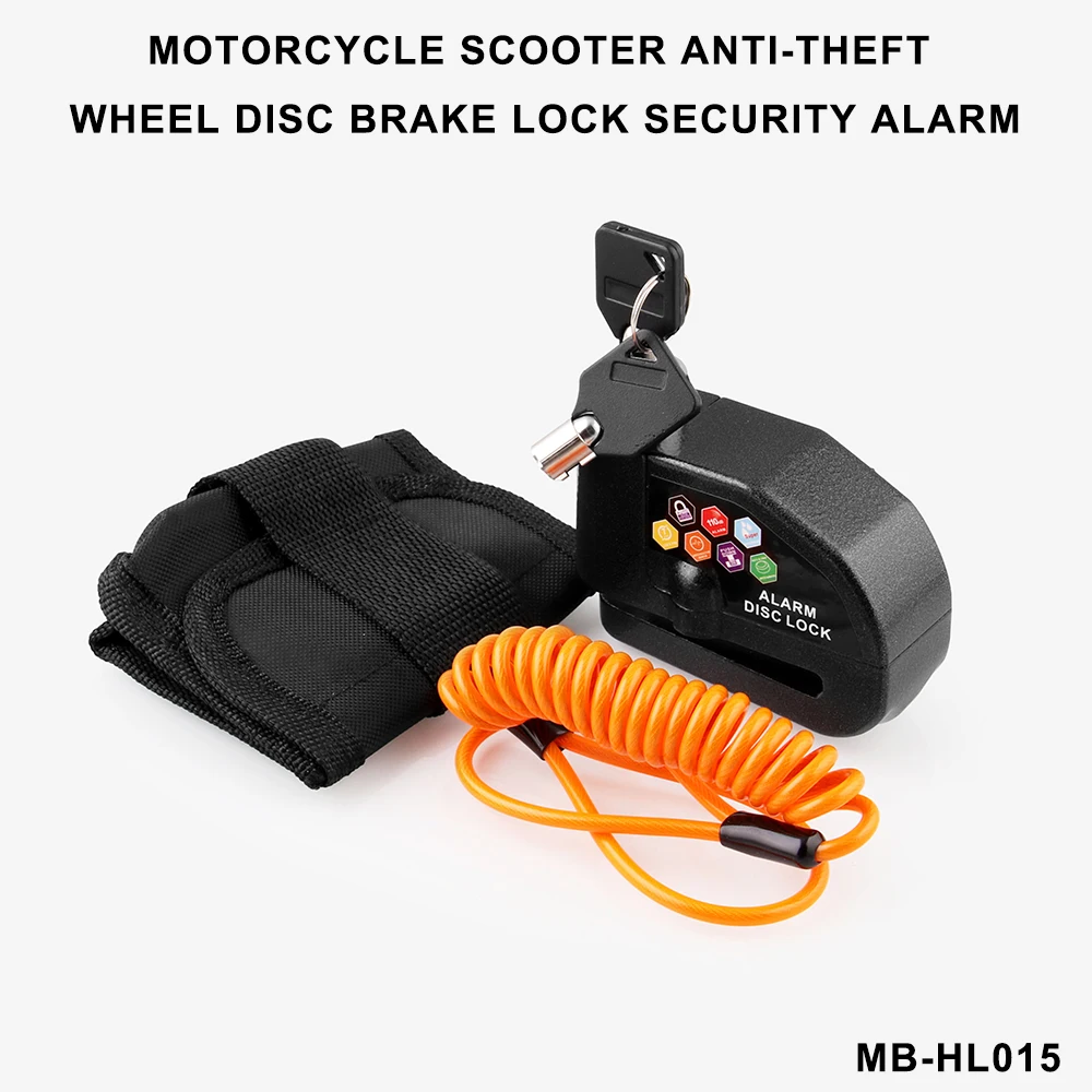 Водостойкий сигнализация для мотоцикла велосипедный замок безопасности Противоугонный замок мото дисковый тормоз замок+ сумка+ напоминание веревка MB-HL015