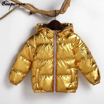

Boys and Girls Winter Jacket Hooded Parkas Golden/silver Thick Warm Coats Fashion Outerwear for Boys Coat Girls Overcoat