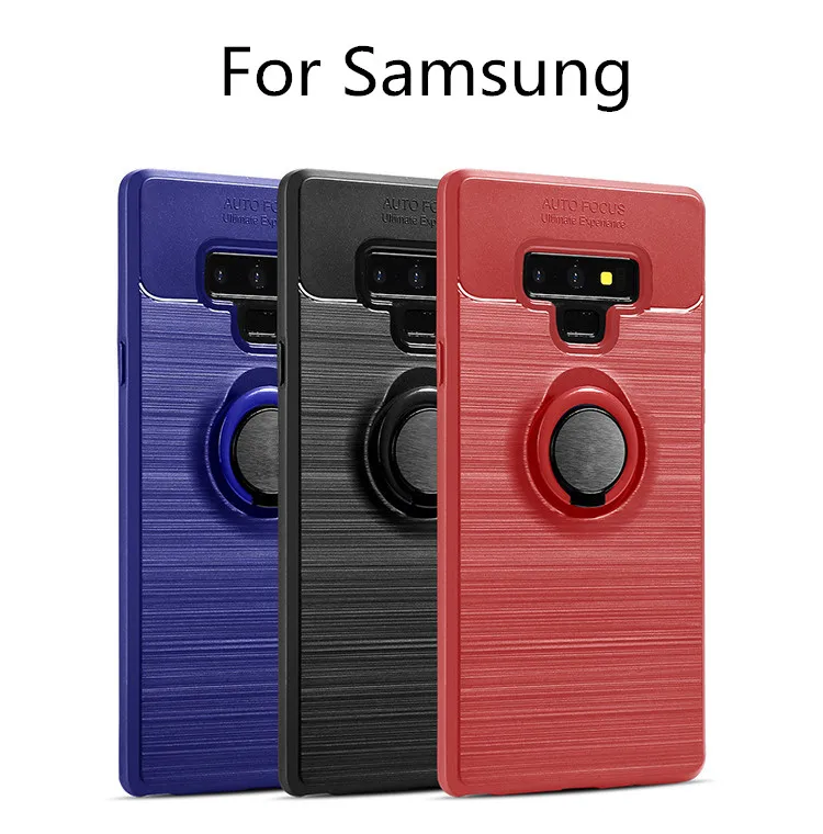 

For Samsung Note 9 8 S10 S9 S8 plus Lite Case Anti Shock Impact Soft TPU Silicone Case For Samsung Brushed ring bracket case