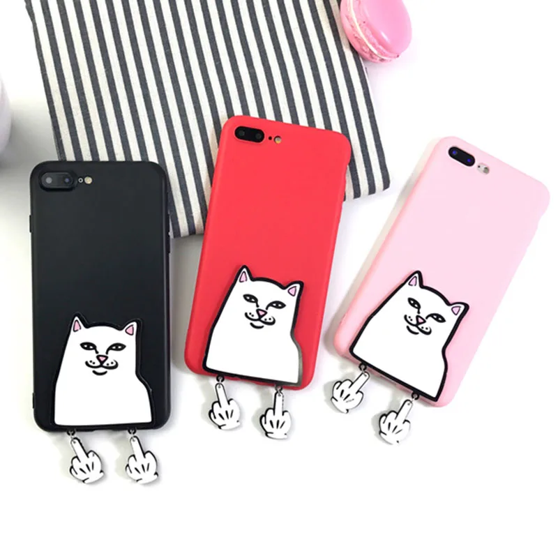 

For Xiaomi A1 5 5S Plus 5X 6 6X Mix 2 2S Max 2 3D Case Cute Cartoon Middle Finger Cat Coque Soft Silicone Slim Cover Capa