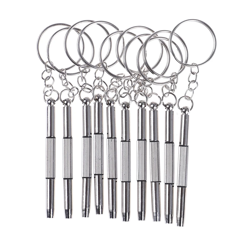 

10Pcs 3 in 1 Aluminum Steel Eyeglass Screwdriver Set Glasses Watch Repair Kit With Keychain Portable Screwdrivers Hand Tools
