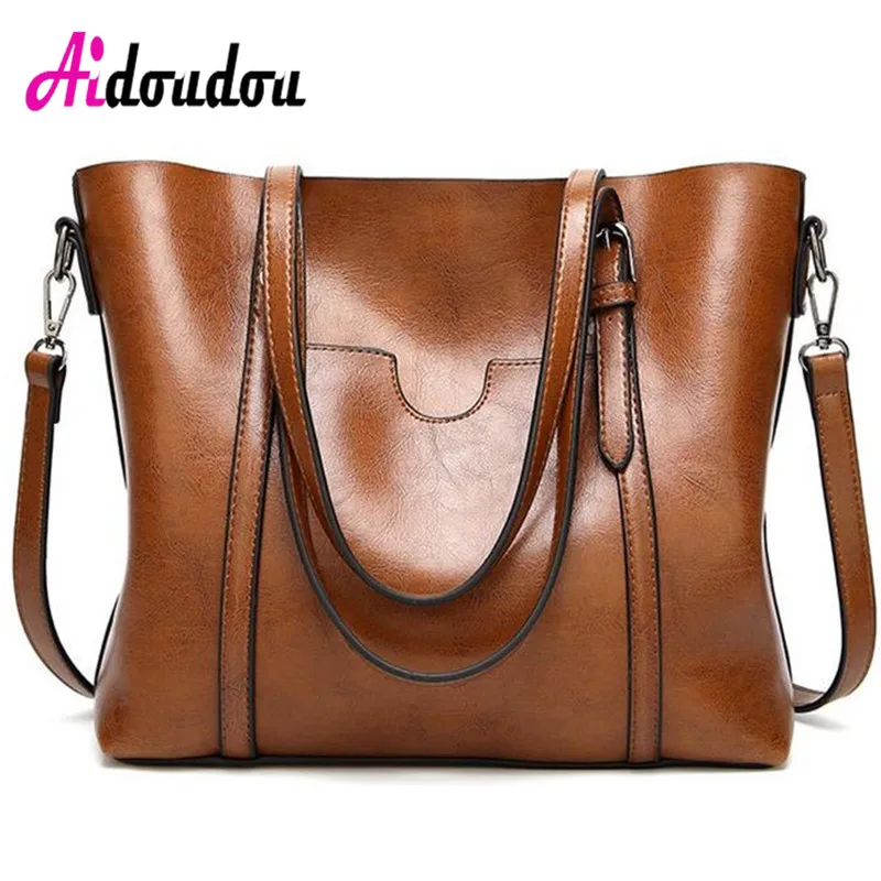 

Fashion Women Shoulder Bag Oil Wax Women's Leather Handbags Luxury Ladies Hand Bags Messenger Big Tote Sac a Main Bolsos Mujer