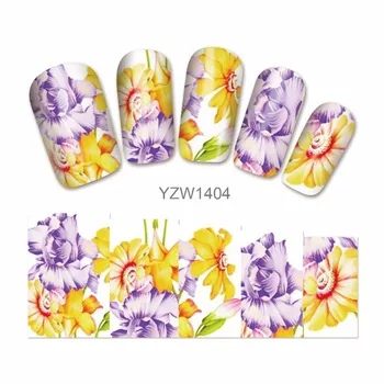 WUF 1 Sheet Watermark Flower Stickers Nail Art Water Transfer Tips Decals Beauty Temporary Tattoos Tools 1404