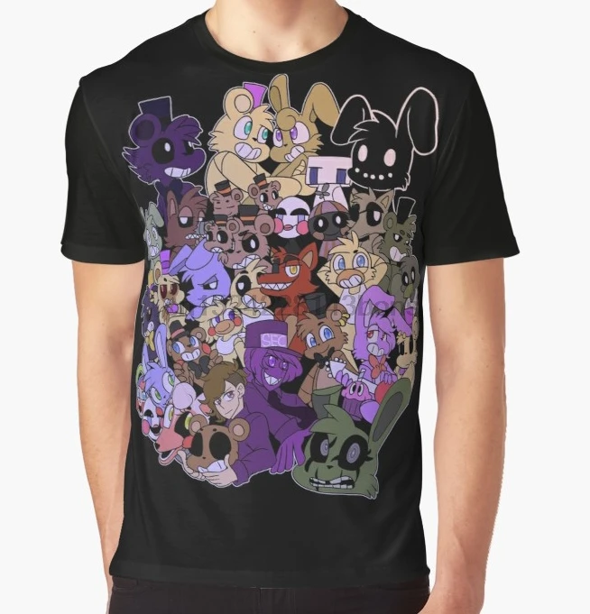 

All Over Print T-Shirt Men Funy tshirt FNAF Short Sleeve O-Neck Graphic Tops Tee women t shirt