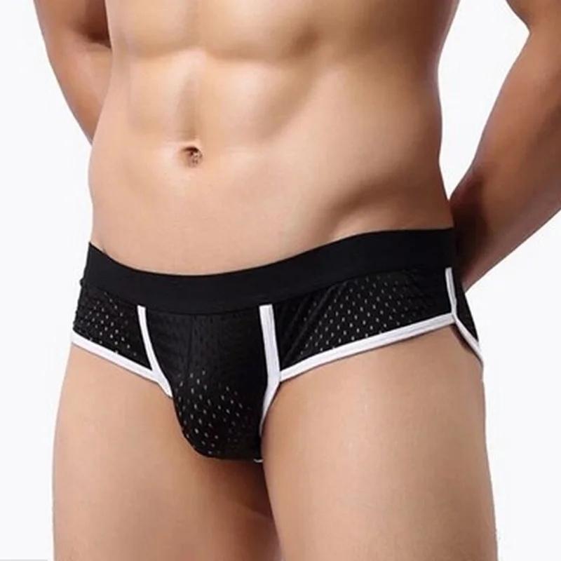 

3 Colors Underpants M-XL Sexy Low Waist U Convex Bulge Pouch Briefs Men's Acrylic Mesh Brief Underwear