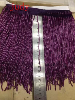 

stock 5yard/bag ym179# 15cm purple tube tassel ribbons are used in traditional festival accessories on the fashion stage