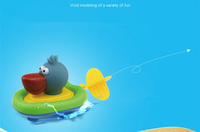 Rubber duck игрушка для Для ванной комнаты ребенка тянуть и идти лодка Игрушки для ванной воды дети Плавание Заводной вода лодки Игрушечные