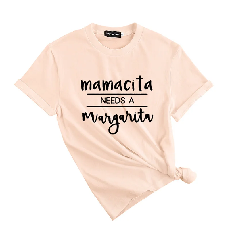

Fashion Women T-Shirt 2019 Summer Casual Short Sleeve T Shirt Mamacita Needs A Margarita Letter Print T-Shirt Lady Top Tee