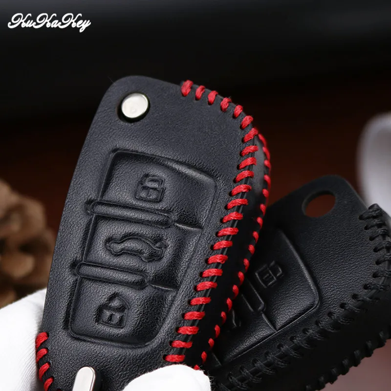 Кожаный чехол KUKAKEY для Audi C6 A7 A8 R8 A1 A3 A4 A5 Q7 A6 C5 TT S6 автомобильный держатель оболочка
