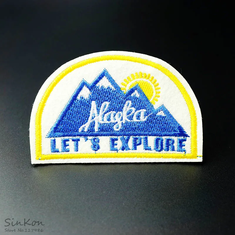 

LET'S EXPLORE (Size:5.7X8.7cm) Badges Patch Embroidered Applique Sewing Label Clothes Stickers Apparel Accessories Badge
