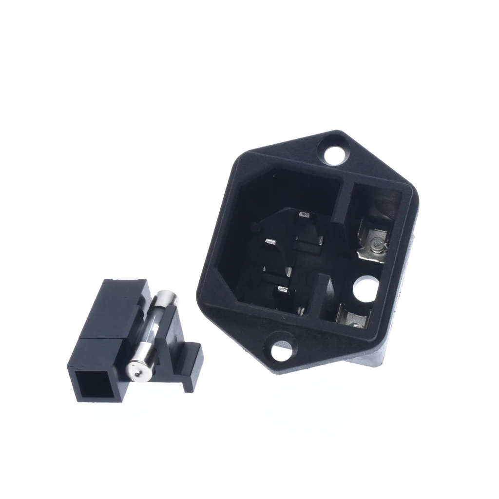10PCS 3-PIN IEC 320 C14 Male Power Cord Inlet Socket Receptacle Connector With Fuse Holder 250V 10A