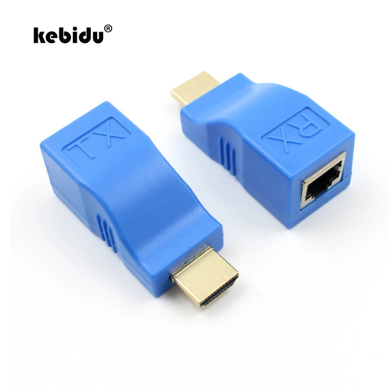 Kebidu Новый мини 4k RJ45 порты HDMI удлинитель до 30 м более CAT 5e / 6 UTP LAN Ethernet кабель для 1080P
