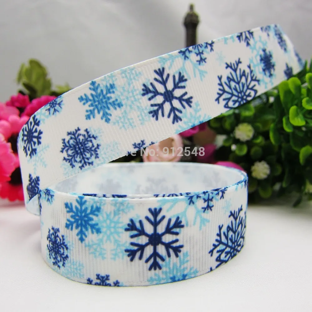 

XW9211,22mm Christmas snowflake Series Printed grosgrain ribbon, DIY handmade materials,headwear accessories