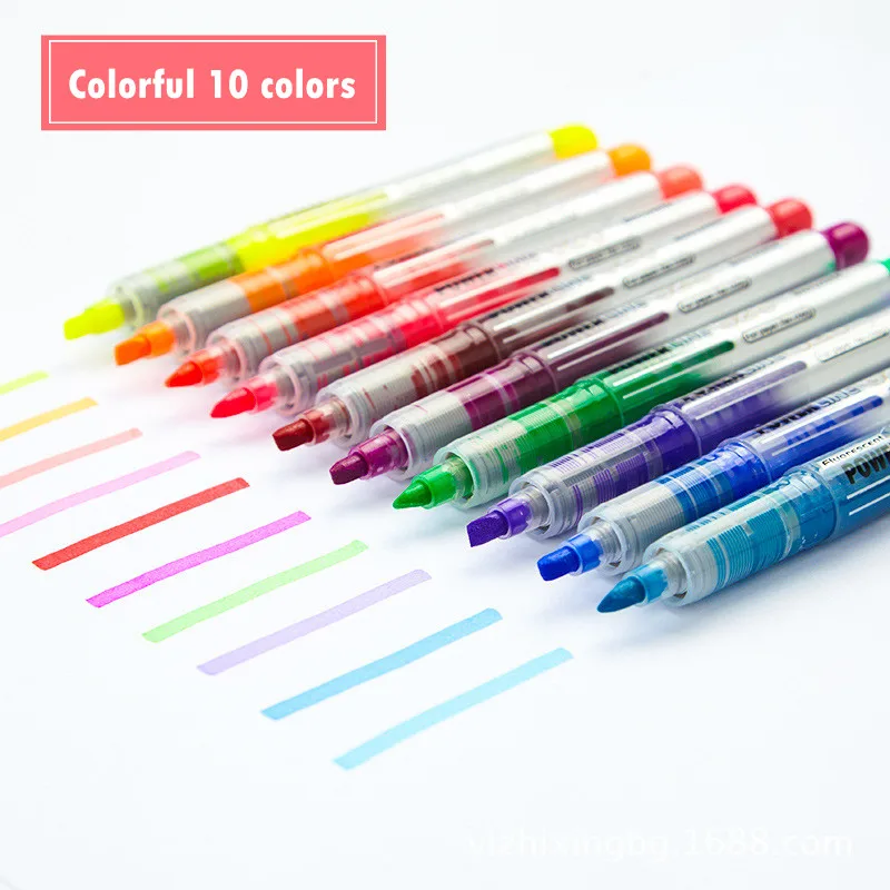 Color straight liquid highlighter pen student marker Any combination of 10 colors Office stationery Supplies | Канцтовары для офиса