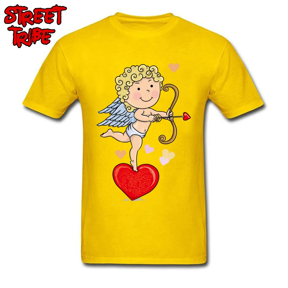  Men T-shirts Comics Summer Tops T Shirt All Cotton Round Neck Short Sleeve Casual Top T-shirts VALENTINE DAY Top Quality child standing in the heart 20946 yellow