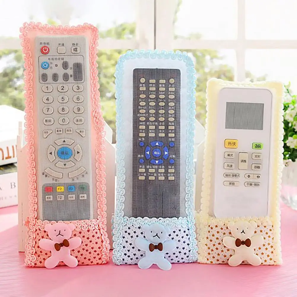 

HOT SALE Cute Lace Bear Dustproof TV Air Conditioner Remote Controller Cover Dust Covers Protector