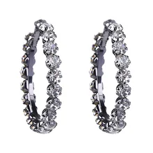 Bright Black Luxury Crystal Big Hoop Earrings for Women Shiny Crystal Big Circle Earrings Wedding Party Earings Fashion Jewelry Bright Black Luxury Crystal Big Hoop Earrings for Women Shiny Crystal Big Circle Earrings Wedding Party Earings Fashion Jewelry