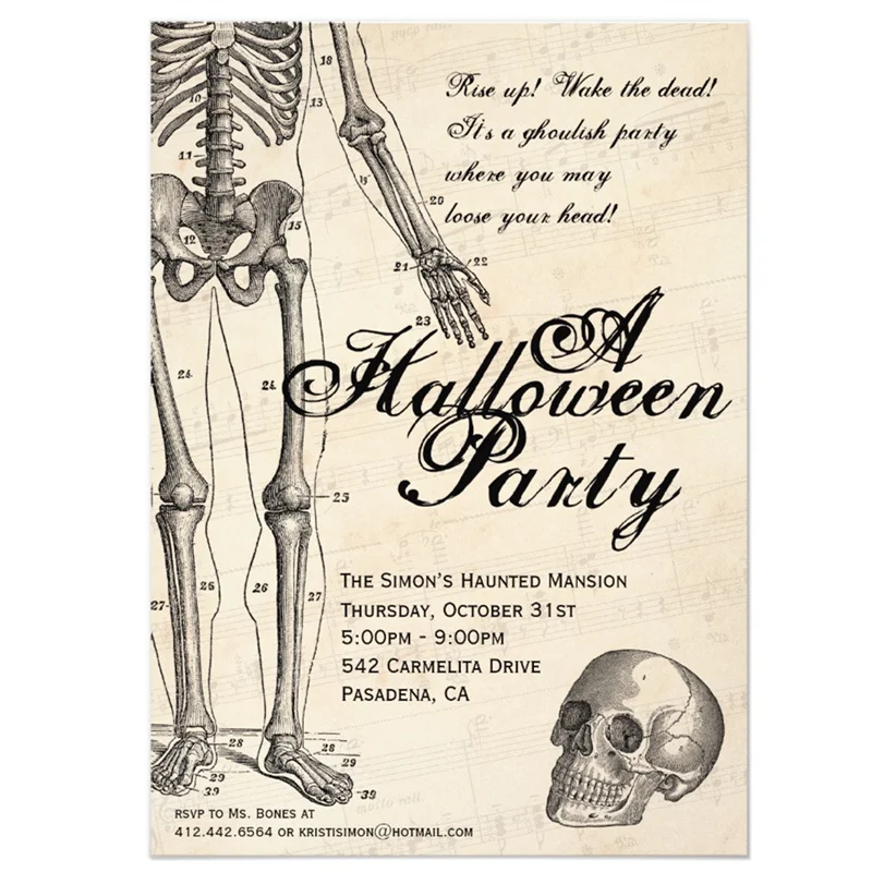 

Personalized Halloween Invitation Mr. Bones Skeleton Party