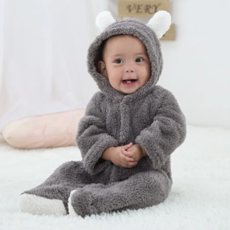

Baby Bear Romper Infant Warm Coral Fleece Jumpsuit Newborn Soft Costumes Pajamas Kids Cute Playsuit Toddler Party Romper Clothes