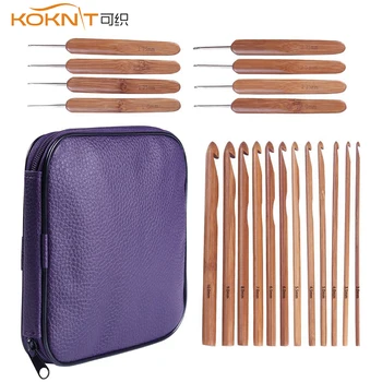 

KOKNIT Bamboo Crochet Hook Yarn Weave Knitting Needles Knit With Bag Knitting Tools Sweater Scarf Hat DIY DWeaving Tools For Mom