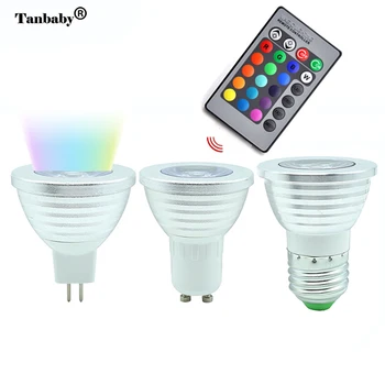 

3W RGB LED Light Bulb E27 MR16 GU10 16 Colorful Change spotlight Lamp with Remote controller For Home Party Decoration