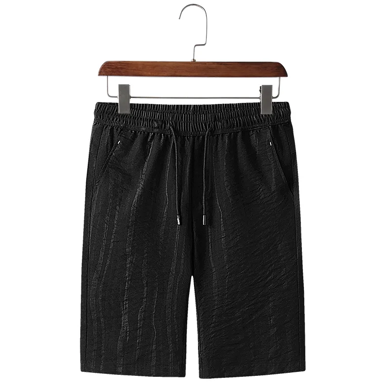 Новое поступление, мужские шорты с модным принтом, мужские шорты с эластичной резинкой на талии, высококачественные черные длиной до колена, Новое поступление, мужские шорты