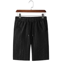 Новое поступление, мужские шорты с модным принтом, мужские шорты с эластичной резинкой на талии, высококачественные черные длиной до колена, Новое поступление, мужские шорты