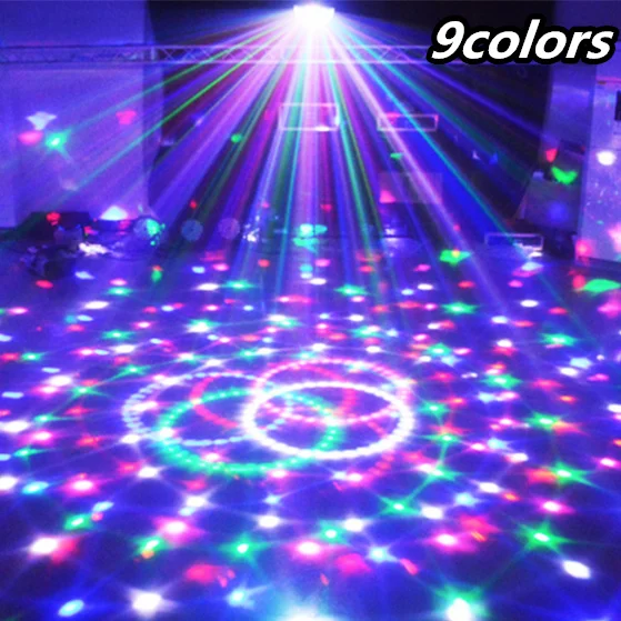 9 Colors Crystal Magic Ball Led Stage Lamp KTV Laser Light Bar Lights Sound Control Music