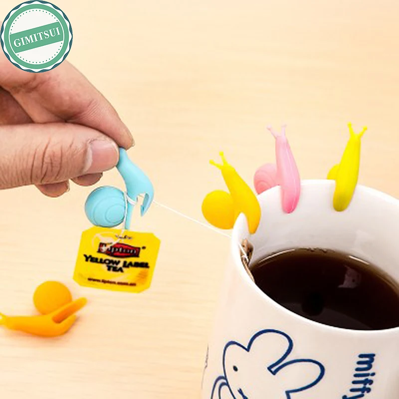 5pcs Tea Bag Silicone Holder Cup Mug Candy Colors Drink Hanging Label QK 