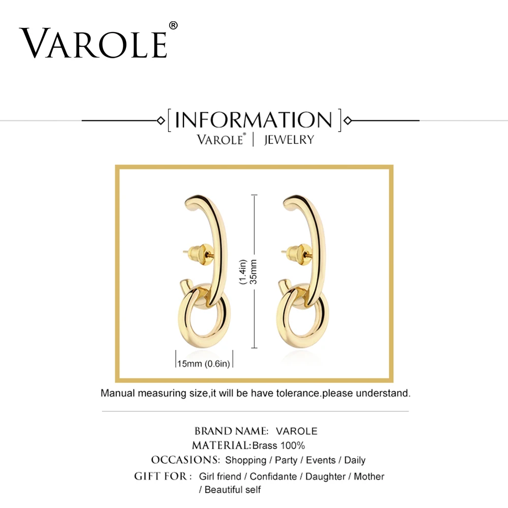 Ceny VAROLE proste geometryczne koło stadniny kolczyki moda biżuteria złoty kolor przeciw alergii kolczyki dla kobiet ucha biżuteria Brincos