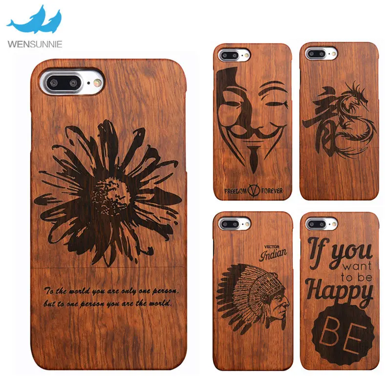 Rosewood Wooden Phone Luxury Separable Case cover skull