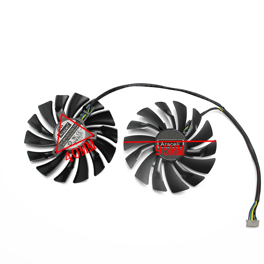 2PCS 95MM PLD10010S12HH 6Pin Graphics Video Card Cooler Fan For MSI GTX980 GeForce GTX 980 GAMING Dual Fans Twin Cooling Fan