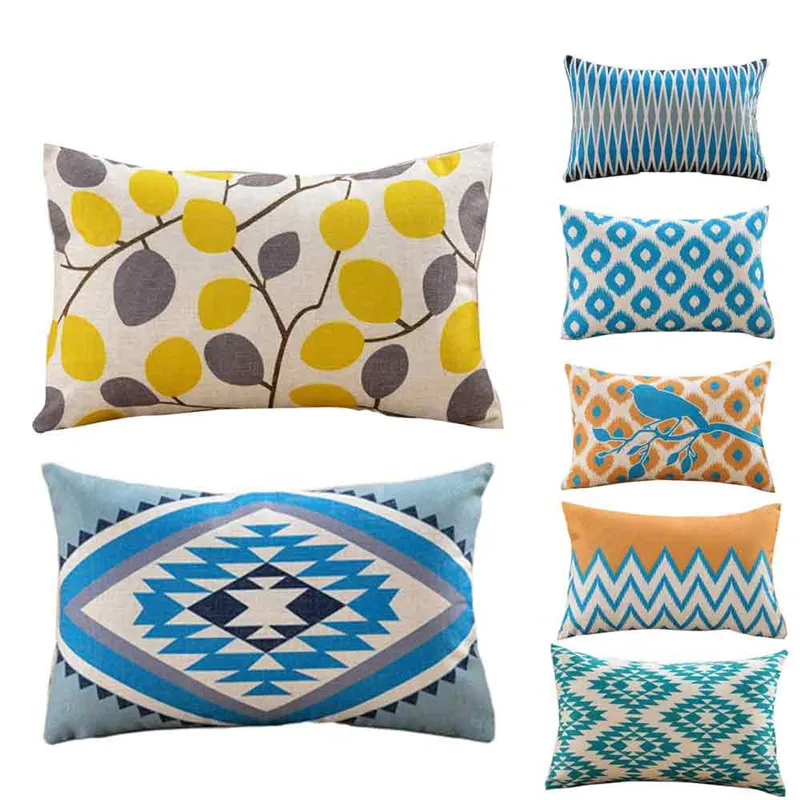 

30*50CM Geometric Printing Pillow Case Cafe Home Cushion Covering Rectangle cotton blend pillowslip textile drop shipping
