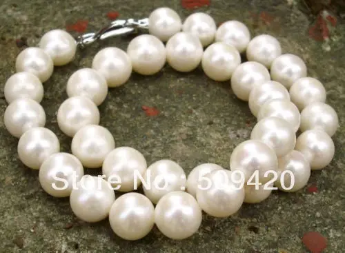 

FREE SHIPPING>>@> HOTLarge infrequent 11-12mm white AAA natural pearl necklace jewelry 17-